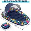 Sunikko X 3-in-1 Pool Floats with Canopy Cup Holder, Tanning Pool Large 73" x 48" Float Adult Heavy Duty, Inflatable Lounger Raft Floating Chair with Backrest, Swimming Pool Lake Beach Party