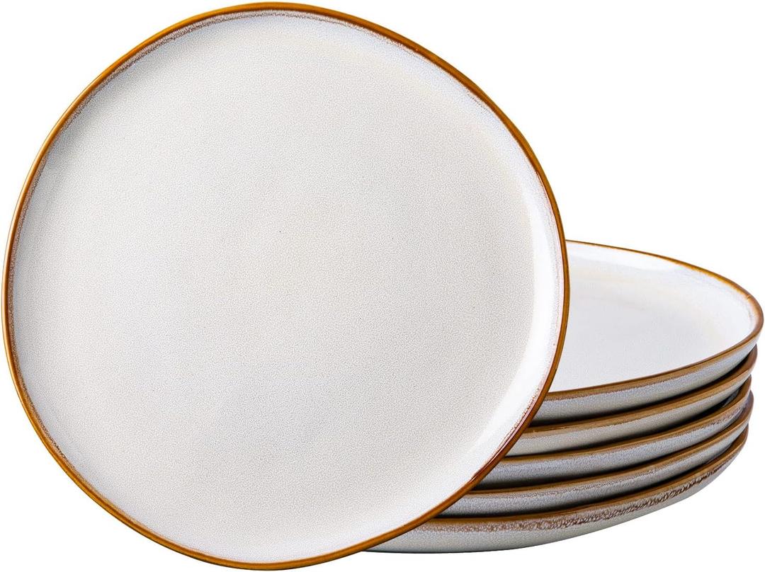 AmorArc Ceramic Plates Set of 6, 8.5 Inch Handmade Reactive Glaze Stoneware Plates set for Dessert, Salad, Appetizer, Small Dinner Plates, Microwave & Dishwasher Safe, Scratch Resistant