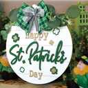 TOARTi Happy St. Patrick's Day Wooden Door Wreath (11.4"x11.4"), Rustic Saint Patricks Welcome Wall Sign Hanging, Scandinavian Irish Home Decoration for Saint Patricks Day Gift