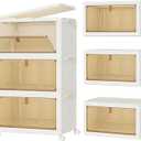 HOMIDEC Closet Organizers and Storage 70Qt 3 Pack Stackable Storage Bins with 3 Lids Closet Organizer Boxes for Clothes Foldable Storage Box (23Qt X 3) (M-3 Lids, White)