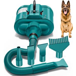 PetLife Variable Speed Dog Grooming Dryer for Medium/Large Dogs, Dual Motor, 5.0HP High Velocity Professional Dog Pet Grooming Hair Drying Force Dryer Blower with Heater