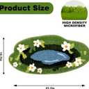 Pond Floral Microfiber Bathroom Rugs 28''x13'', Green Garden Flower Soft Absorbent Bath Mat Non-Slip Rubber Backing, Spring Summer Washable Bath Rug for Shower Floor Bathtub Bedroom Home Decor
