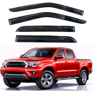 KPY Rain Guards Fit for 2005-2015 Toyota Tacoma Double Cab, Out-Channel Window Visors Vent Wind Deflectors 4PC, Truck Accessories for 05-15 Tacoma Crew Cab (Full-Size Cabs Only)