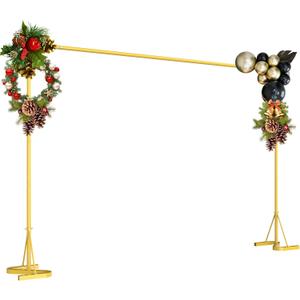 HAITRAL 10x7 FT Backdrop Banner Stand,Square Wedding Arch Balloon Metal Frame,Heavy Duty Background Stand Kit,Adjustable Photo Backdrop Stand for for Parties Birthday Video Studio - Gold