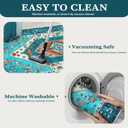 SERISSA Boho Rugs for Entryway, 2x3 Blue Entryway Rug Non-Slip Washable Small Area Rug, Ultra Soft Oriental Vintage Low-Pile Indoor Door Mat Floor Carpet for Entrance Bedroom Kitchen Bathroom