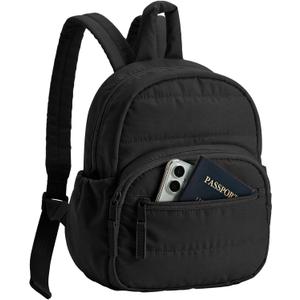 Backpack for Women, Mini Backpack with Quilted Design and Adjustable Straps, Large Capacity Multi Compartment, Lightweight Comfort for Work Travel Outdoor Gym Hiking, Bookbag for Women (Black)