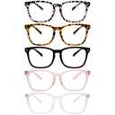 5 Pack Blue Light Blocking Reading Glasses Fashion Square Computer Readers for Women Men, Anti UV Ray Nerd Eyeglasses (5 Mix, +2.75)