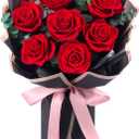 Mosstory Flower Bouquet Flowers for Delivery Prime 7-Piece Preserved Roses Bouquet Gift for Women Mother Wife Mother Day Wedding Anniversary Birthday (Red Roses)