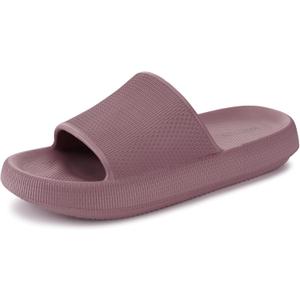 WHITIN Slippers for Women Non Slip | Cushioned Thick Sole Slides | Quick Drying Bathroom Sandals (Pink), 40-41