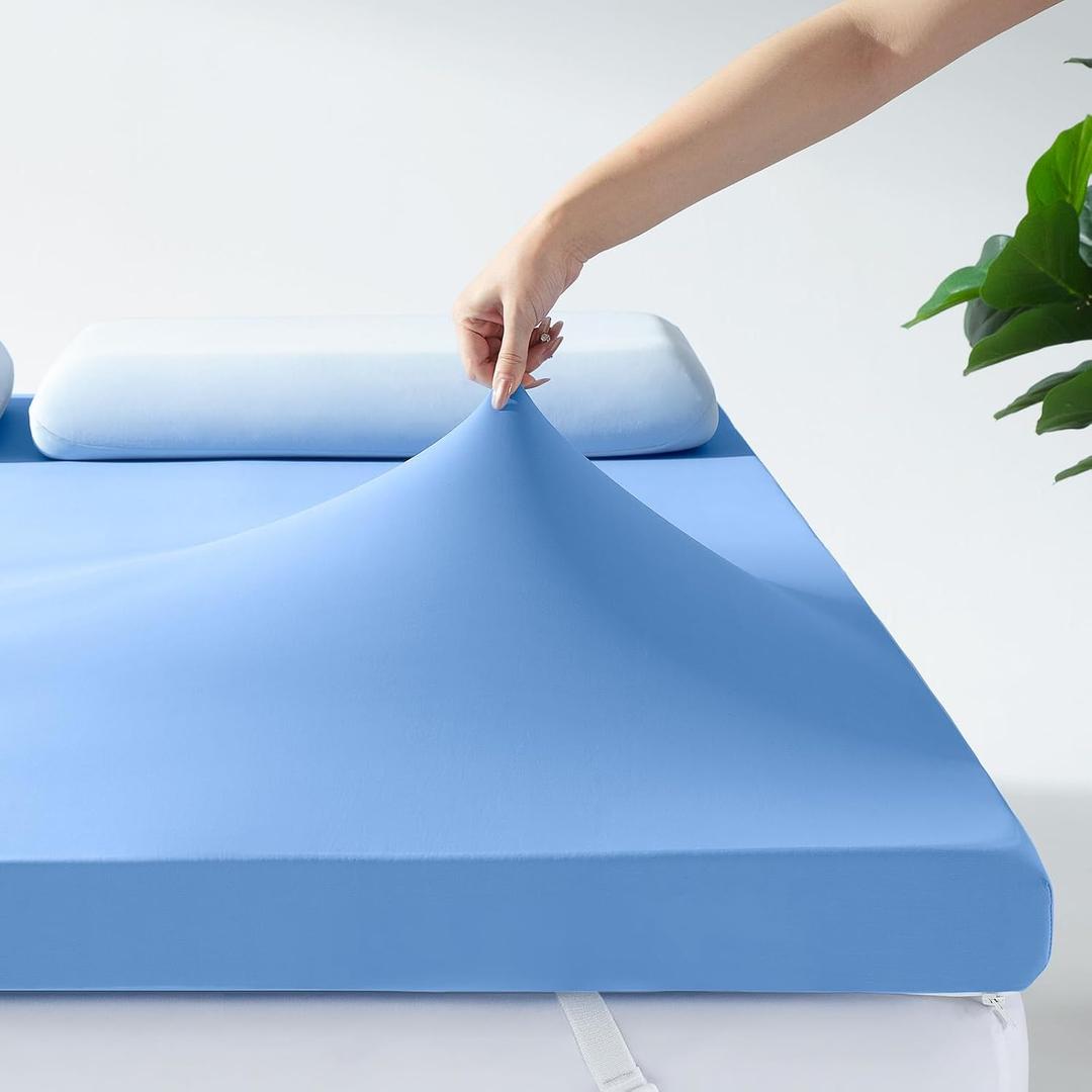 Ninemoon 3 Inch Memory Foam Mattress Topper with Cool Nylon-Spandex Cover, Full