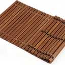 Leinuosen 40" x 20" Teak Shower Mat, Non Slip Outdoor Shower Mat, Roll Up