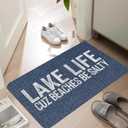 SPBL&L Lake Door Mat, Lake Life Cuz Beaches Be Salty Welcome Doormat for Front Door Porch Entryway Indoor Outdoor Outside, Blue and White Bath Mat, 17x30 Inch