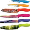 CHEF'S VISION Landscape Knife Set - 6-Piece Stainless Steel Cutting Knives Set for Kitchen with Stunning Nature Scenes - Perfect House Warming Gift for Women or Men - Unique Kitchen Knife Set Gift