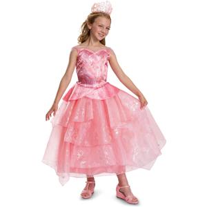 Disguise Girls Wicked Glinda Costume for Girls, Deluxe Official Wicked Pink Glinda Costume Dress (S (4-6x))