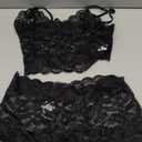 Lilosy Sexy Sheer Floral Lace Pajamas Lingerie Set High Waist Sleepwear Bra and Panty 2 Piece Nightwear (Medium, Black)