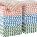 JOYMOOP 18 Pack Microfiber Cleaning Cloth, Kitchen Towels for Dish Drying Washing, Absorbent Streak Free Lint Free Rags for Cleaning, Reusable and Washable Towels - 10" x 10" (Mixed [Pink+blue+green])