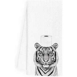 2 x Tiger Gifts Hand Towels for Bathroom, Tiger Bathroom decor, Cute Animal Kids Room Decor, 16x24 Inch