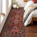 Beeiva Oriental Red Carpet Runners for Hallway 6ft Non Slip Washable Bedroom Runner Rug 2x6, Vintage Low-Pile Print Floor Carpet for Kitchen Entryway Bathroom Home Decor (Red/Multi)