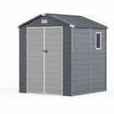 YITAHOME 6x6FT Resin Storage Unit sans Flooring, All-Weather Plastic Shed with Window, Vents and Secured Doors, Outdoor Plastic Tool Cabin for Poolside, Lawn, Backyard, Patio, Dark Gray