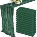 5 x 12 Pack 10Ft Cheesecloth Table Runner 35x120 Inch Boho Gauze Table Runner Rustic Cheese Cloth Long Romantic Table Runners for Wedding Bridal Shower Birthday Party Table Decor (Dark Green)