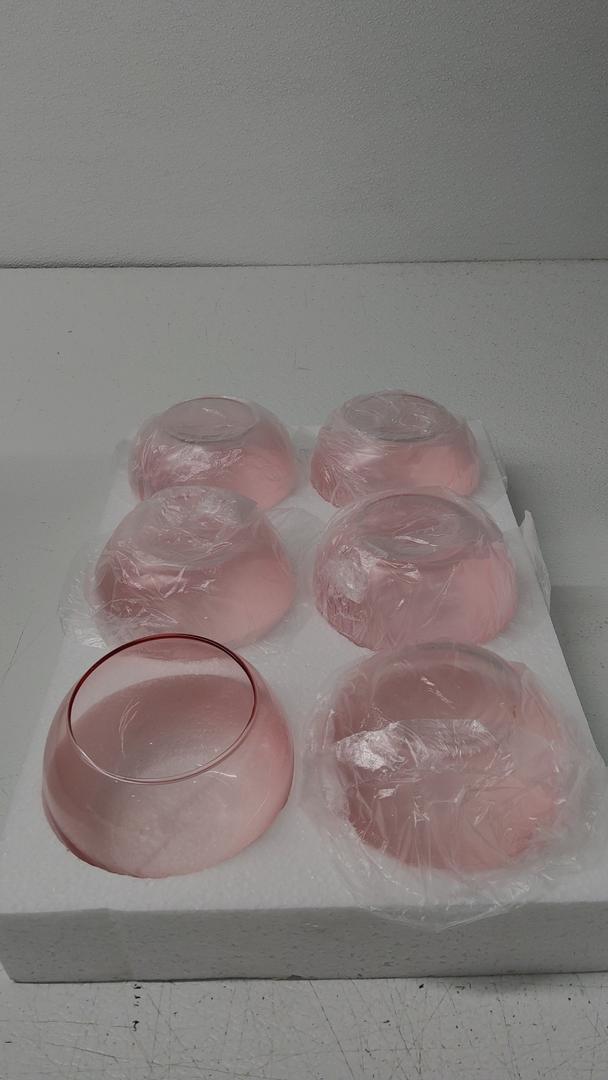 MARTAGE Pink Round Vases Set of 6, Flower Vases for Centerpieces, Glass Vase for Flowers, Glass Bowl Vase for Living Room, Bedroom, Kitchen, Office, Wedding, 5'' W x 4'' H