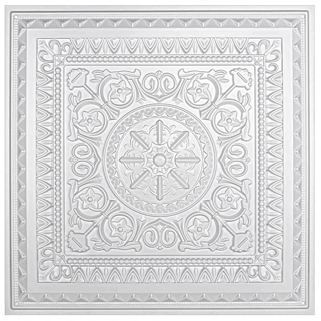 Art3d Drop Ceiling Tiles, Glue up Ceiling Tiles, 2'x2' Plastic Sheet in White (12-Pack, 48 Sq.ft), 24"x24"