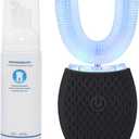 Automatic Toothbrush for Adults - Ultrasonic Electric Toothbrush with Soft Bristles U-Shape Waterproof Design 30s Timer Toothbrush, Wireless Charging Dual-Use for Travel & Home (Black)