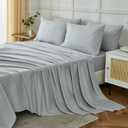 ILAVANDE King Size Sheets Set 6 Piece,Hotel Luxury Super Soft 1800 Series Microfiber Grey Bed Sheets King Set-Wrinkle Free & Breathable-14 Deep Pocket Sheets for King Size Bed(King,Light Grey)