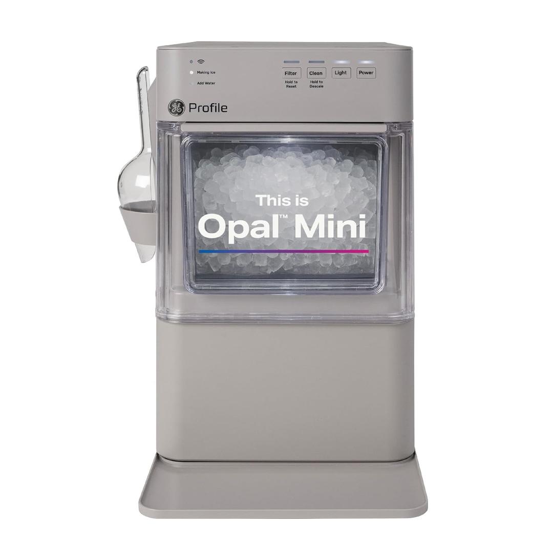GE Profile Opal Mini Nugget Ice Maker, Portable Countertop Pellet Ice Machine, Soft Chewable Ice, 36 lbs Per Day, Top Fill Water Reservoir, 2 lb Bin, 6 Pack Descaler & Scoop Included, Stone Grey