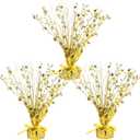Crowye 3 Pieces Metallic Foil Spray Centerpiece Birthday Table Decoration Star Burst Centerpieces Graduation Table Decor for Birthday 2026 Party Holiday (Gold)