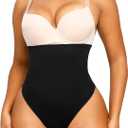 SHAPELLX Shapewear Tummy Control Seamless High Waisted Body Shaper Waist Slimming Thong Underwear Girdle Tummy Slimmer (Black)