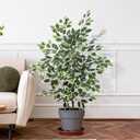 Yepdin Artificial Ficus Tree - 4 FT Tall Silk Fake Tree with Pot - Lifelike Foliage & Branches for Indoor/Outdoor Decor