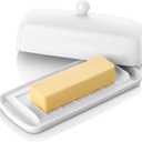 Nucookery Porcelain Butter Dish - Clean Table Design - Ceramic Butter Dishes with Lid for Countertop with Raised Non-Slip Strip - Holds 1 Standard Butter Stick - Easy to Clean & Dishwasher Safe. White