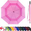 62 Inch Large Black Golf Umbrella Windproof – Automatic Travel Umbrella, Double Canopy Waterproof, Lightweight & Sturdy, Big Two-Person Umbrella for Men & Women, Sporting Goods & Travel Essentials