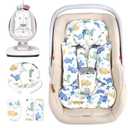 TANOFAR Infant Car Seat Insert with Removable Cushion for Baby Boys, Reversible Newborn Carseat Insert for Baby Head Body Support, Fits for Stroller, Baby Swing, Bouncer (Dinosaur)