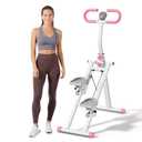 Stair Steppers for Exercise at Home, Folding Vertical Stair Stepper Climber, Full-Body Cardio Machine with Adjustable Handles, Steel Frame & Digital Monitor (White-Pink, Family)
