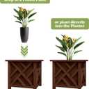 Lattice Design Outdoor Planter Box 2-Pack - 15.5 Square 16.5 Tall Brown Decorative Plant Pots for Front Porch Decor - Flower Pots Outdoor Planters for Porch Patio or Garden Decor by Pure Garden