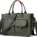 coowoz Canvas Tote Bag for Women Work Tote Bags with Zipper Nurse Crossbody Bags Handbags Shoulder College Teacher Laptop Bag (Olive Green)