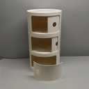 3 Drawers Round Nightstand with Storage, White Side Table Plastic Round Nightstand 3 Tier Small Drawers for Bathroom, Bedroom