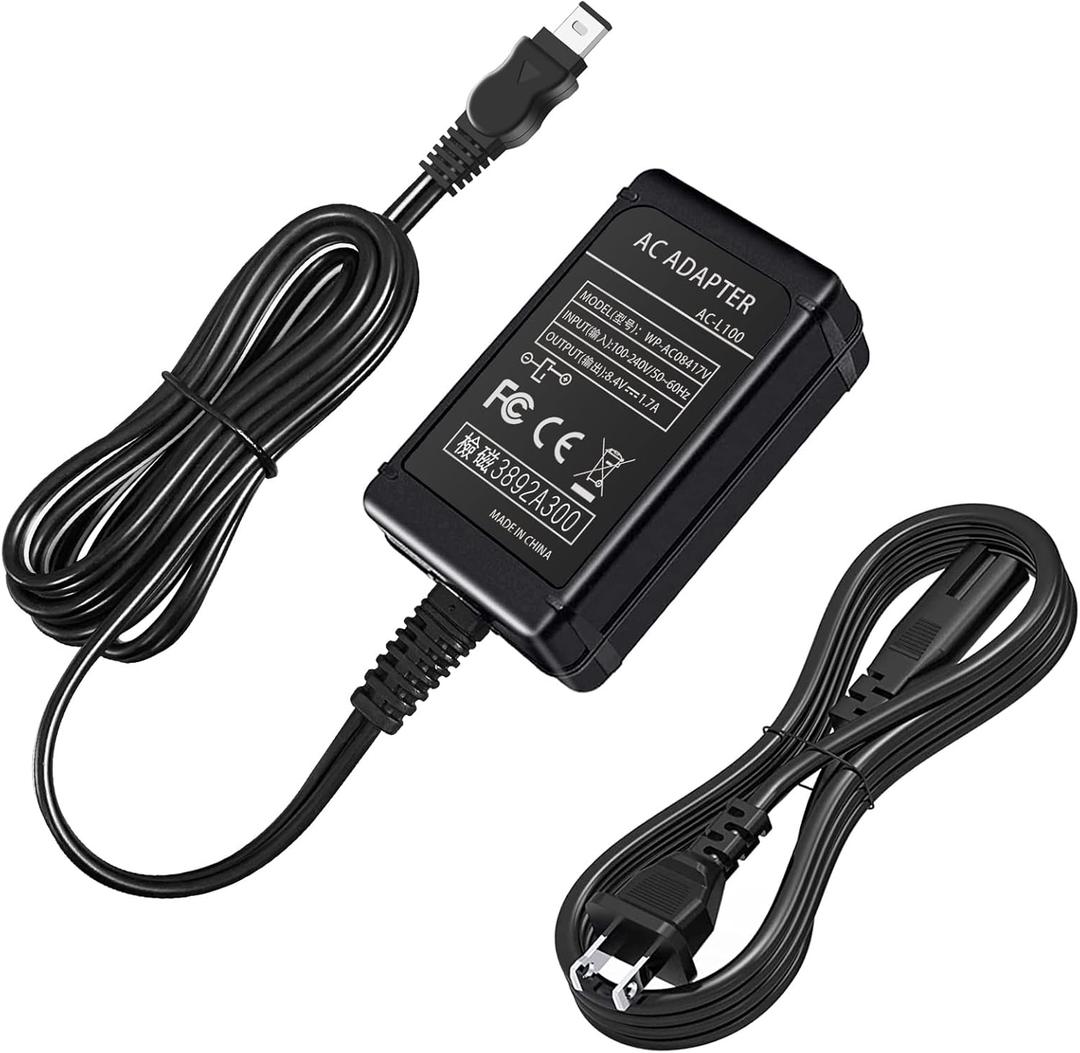 TKDY AC-L100 for Sony Handycam Charger, ACL100 Camcorder Power Cord, Replace AC-L10A L10B L15A L15B L100A L100B L100C, fit for Sony DCR-HC DCM-M DSC-F DSC-S MVC-FD MVC-CD CCD-TRV DCR-DVD CCD-TR etc.