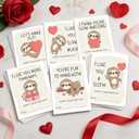 5 x Valentine's Day Sloth Cards for Kids, 24 Pack, 6 Designs, 3.5x5 inch, Cute Animal Theme with Hearts