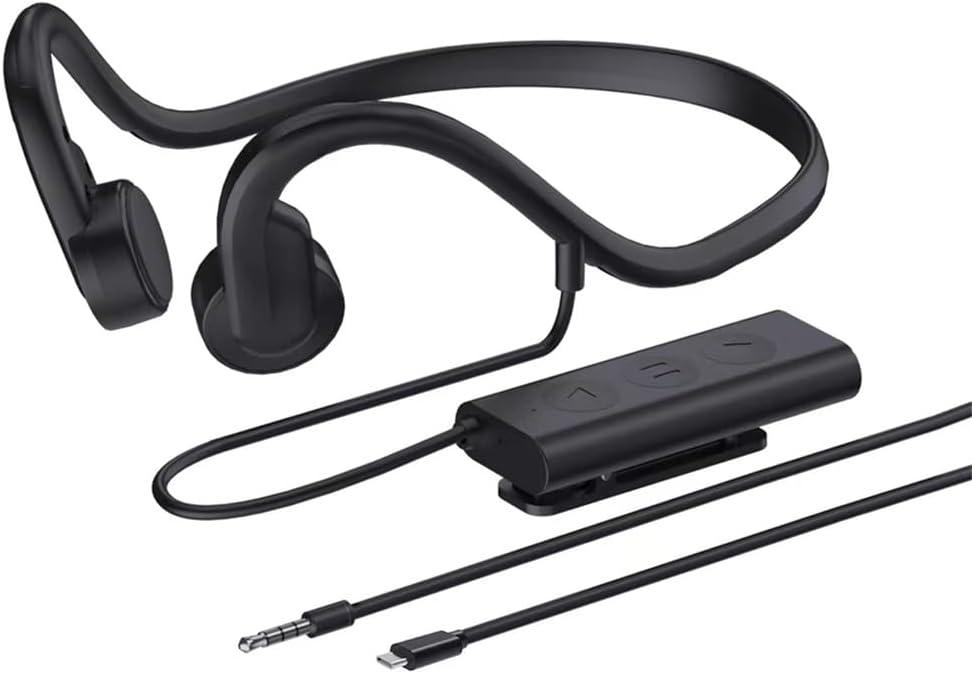 Wired Bone Conduction Bluetooth Headphones with 3.5Mm/Typec Wires,Open-Ear Bluetooth 5.3 Headphones with Microphone, IPX4 Waterproof Earphones for Cycling Workout Hiking
