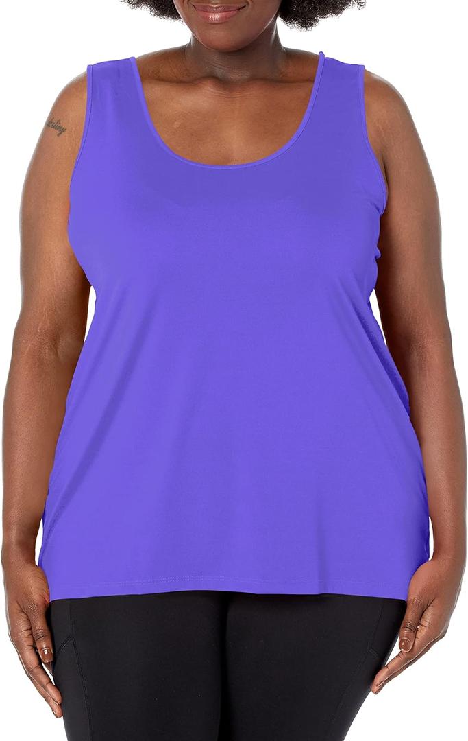 Hanes Comfortblend Women's Cooldri Performance Scoopneck Tank Top (1X, Petal Purple)