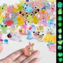 100 Pcs Luminous Mini Resin Animals Tiny Resin Animals Bulk, Glow in The Dark to Hide Around The Office Home, for Garden Miniatures Fairy Garden Accessories Crafts Micro Landscape Decor