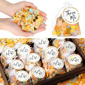 Suncalla 700g 100 Packs Graduation Confetti Biodegradable Petals with Throw Me Stickers Mixed Confetti for Wedding Birthday Party Send off Exit Ideas Photo Shoot