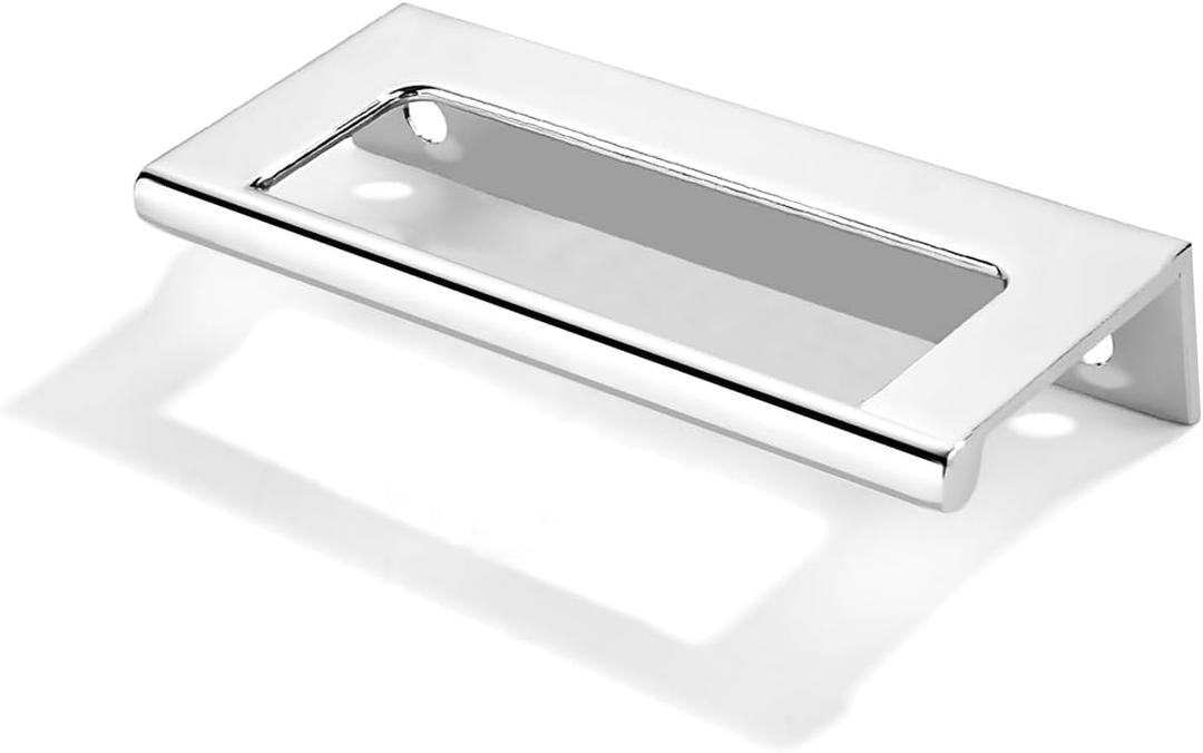 khtumeware 2 Pack 3 inch(76mm) Hole Center Vibrant Polished Chrome Finger Edge Pulls Zinc Drawer pulls Hidden Edge Handles Hardware Solid Finger Pulls Kitchen Hardware Bedroom Dresser Drawers