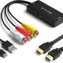RCA to HDMI Converter, AV to HDMI Adapter Support 1080P, PAL/NTSC Compatible with WII/WII U/PS one/PS2/PS3/STB/Xbox/VHS/VCR/Blue-Ray DVD 