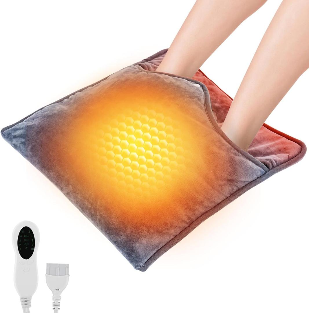 Electric Foot Warmer, Heated Foot Warmer with 9 Heating Levels Settings 4 Timers, Machine Washable Foot Heating Pad for Cold Feet - Auto Shut Off, Christmas Winter Gift for Men Women, 16×16 inches