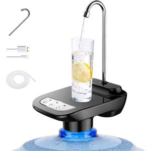 5 Gallon Water Dispenser Pump -Drinking Water Dispenser Pump-3.8-18.9L Water Bottles -USB Rechargeable Automatic Electric-2 Switch Control -Home, Kitchen, Office, Camping -Black