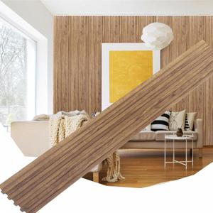 KASARO 3D Faux Wood Wall Panels - 16 Pack (47.2"x4.8") Fluted Slat Paneling for Walls & Ceilings, Adhesive or Nail Install, Waterproof Textured Decor - Living Room, Bedroom, Natural